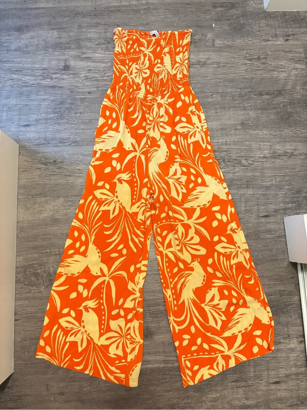 Patrons of Peace Orange Floral Strapless Jumpsuit - Picture 2 of 4